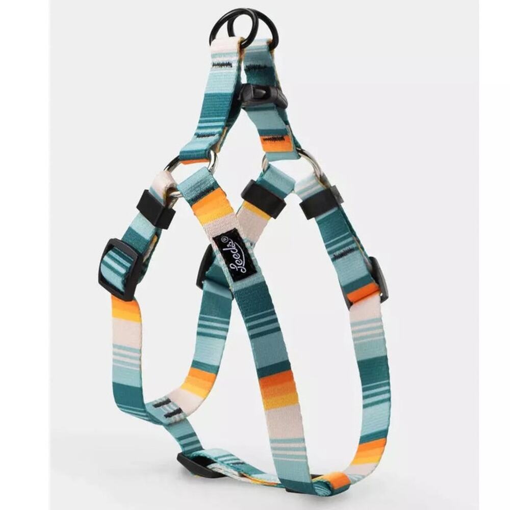 LEEDS Doheny White Blue Stripe Dog Leash Buckle Collar Step Harness $135 Set - Picture 5 of 16
